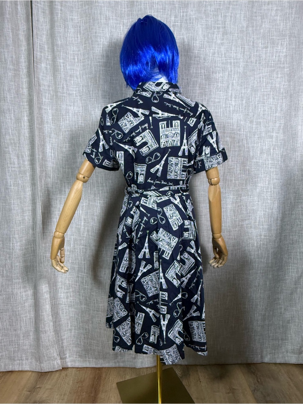 Karl Lagerfeld Navy and White Printed Shirt Dress - Picture 4 of 8